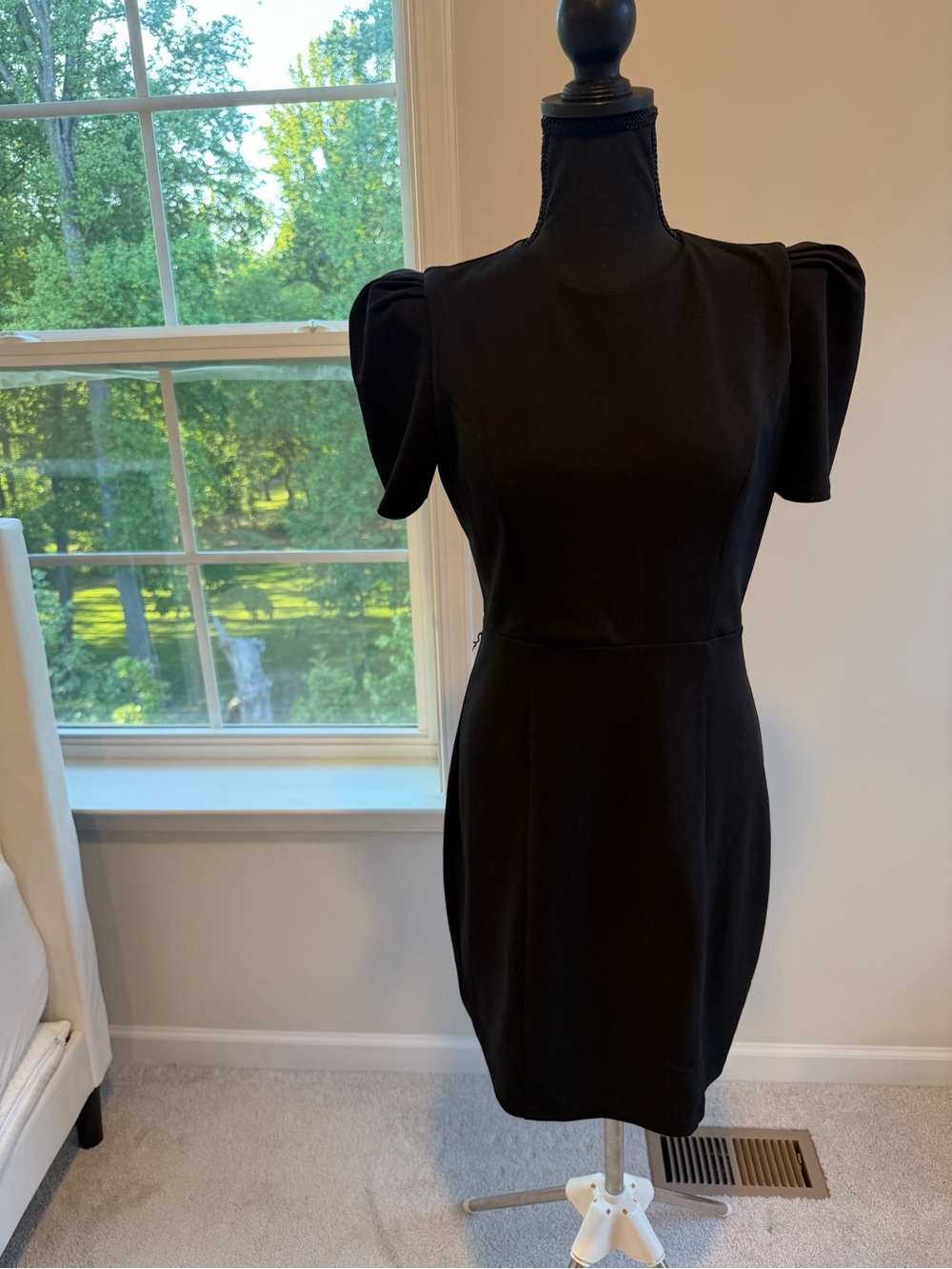 Express Black Puff Sleeve Midi Dress Size M